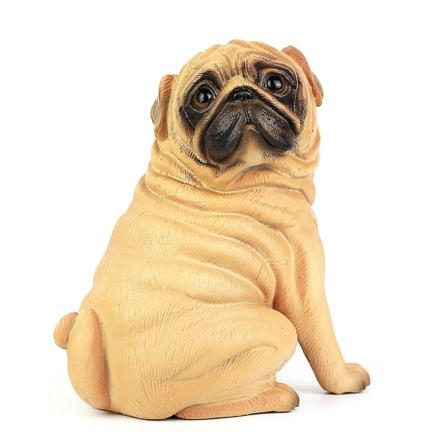 Realsitisk Genanvendelig Plastik Kunstig Pug Hund Model Statue Sød til Hjem Kontor Dekoration Samleobjekter Høj Kvalitet