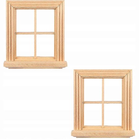 Almindeligt vindue med fire ruder. Lille trævindue (FMY)