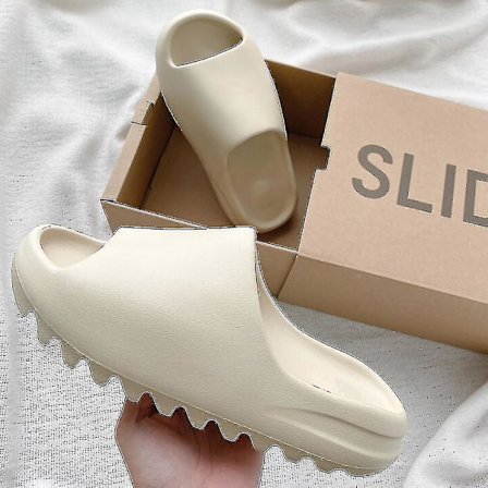 Sommar Yzy Slides Andas Cool Beach Sandaler Flip Flops Fish Mouth Tofflor Lättvikts Ben Vit Plus storlek 35-4