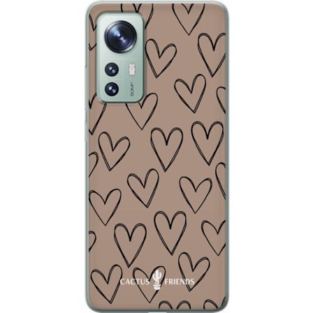 Kompatibel Mobilcover til Xiaomi Xiaomi 12 Cactus and Friends - Earthy Sketch Hearts