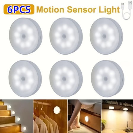 USB Magnetiska Rörelsesensor Nattlampor - Varmt/Kallt Vitt, Laddningsbara Sensorlampor för Garderober, Skåp & Kontor (2/4/6-pack)