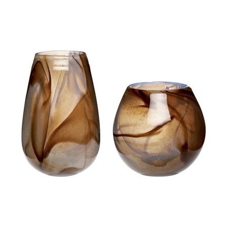 Hübsch Glassvaser 2stk Brune Ø14xH14/Ø16xH24