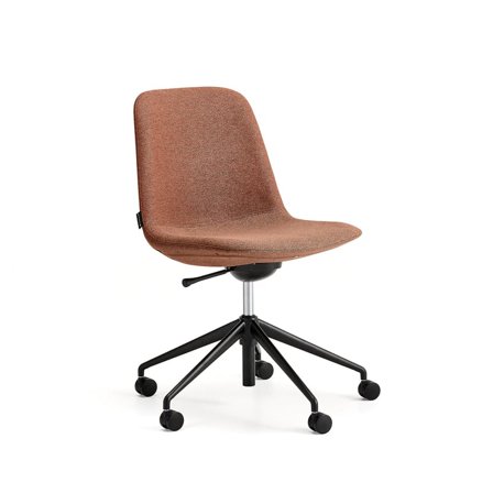 Stol LANGLEY, lav ryg, hjulunderstel, sort/kobber