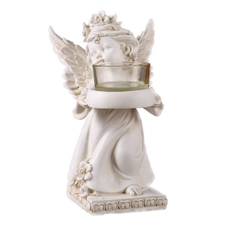 Julepynt Lysestaker - Jul - Adventsengel Figur Dekorativ Statue Teelys Lysestake Holder til Bryllup, Venstre