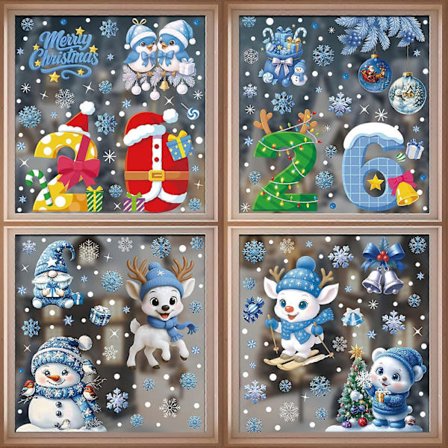 2026 Nytårs Julemærker Julemand Snemand Vindue Statiske Mærker Juledekoration Glasmærker Vinduesmærker [7 Kombinationer]