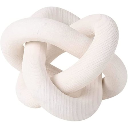 Dekoration i trä med kedjelänkar, 3 länkar, dekorativ knut i trä, dekorativa kedjelänksknutar, dekoration för soffbord