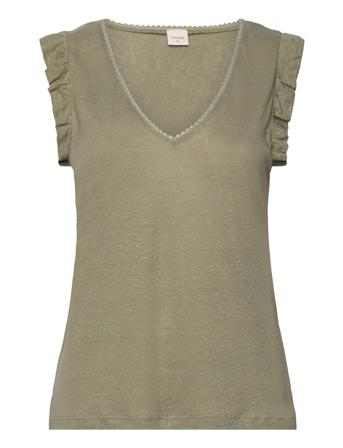 Crluna Jersey T-Shirt T-shirts & Tops Sleeveless Grønn Cream*Betinget Tilbud