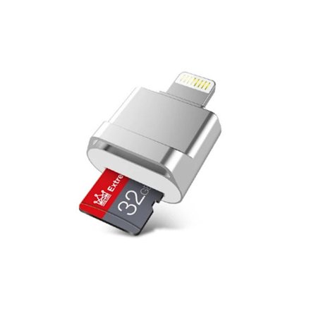 Lightning Micro SD Card Adapter Mini Sølv