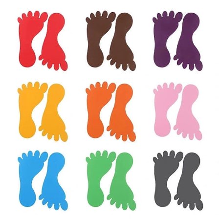 Fodaftryksdekaler til gulv, selvklæbende gulvdekaler, skridsikre til forældre, 9 par Blandede farver 12.00X6.00X0.10CM