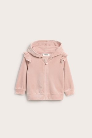 Kappahl | Velour hoodie med dragkedja | Rosa