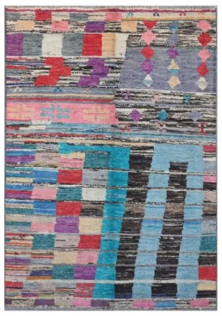 Hand Knotted Moroccan Berber - Afghanistan 122X177 Wool Rug Dark Grey/Dark Blue Small