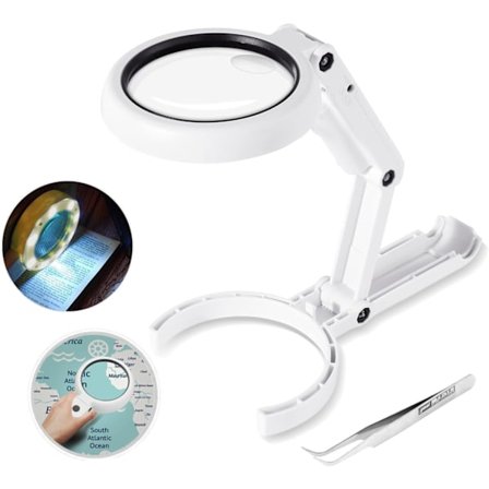 Handhållen Förstoringsglas, 5X 11X Bordsspegel med Vikbar Stativ