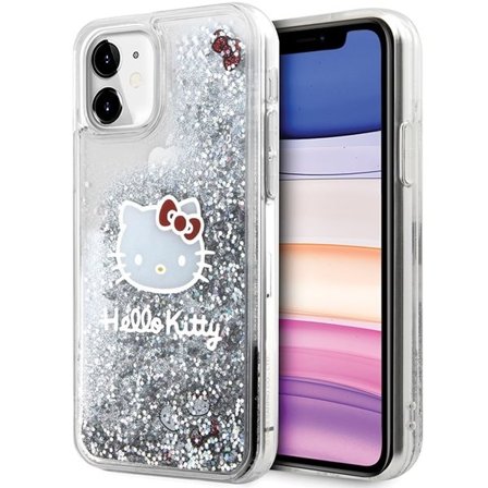 Hello Kitty Liquid Glitter Charms Kitty Head tapauksessa iPhone 11 / Xr - hopea
