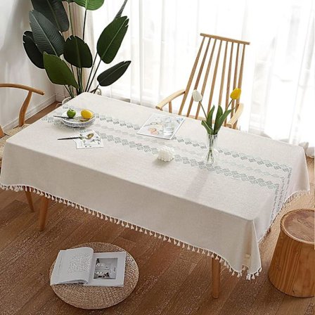 Matbord Duk för Matbord Rustik Bordduk, Bondgårdskök Bord, Bomullslinne Tyg Små Rektangulära Dukar för 140*220cm