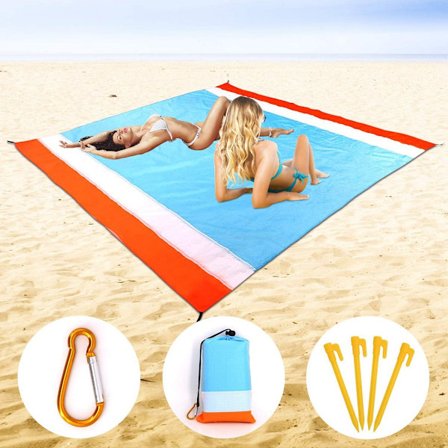 Strandmatta Strandmatta Stor 200cm x 210cm Strandfilt Camping Vattentät Sandtät Bärbar Strandfilt med Ficka Bärbar Fällbar Strandhandduk Matta