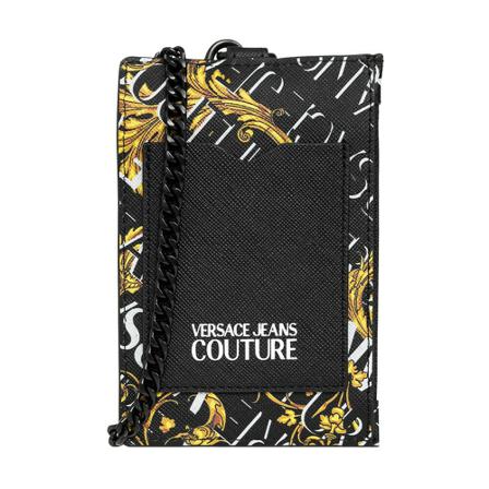Versace Jeans Couture Card holder with strap , Zwart , Heren , Maat: ONE Size