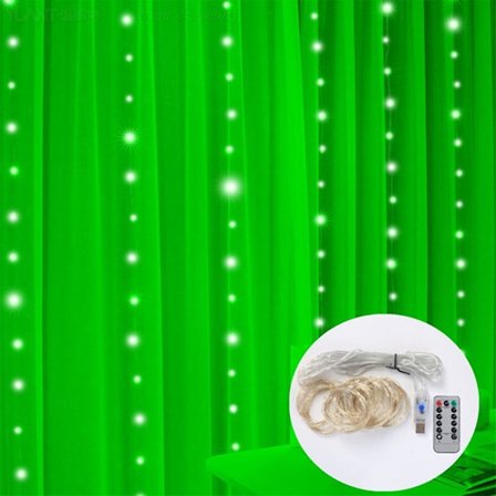 Gardinslynge med 200 LED Lys 3m X 2m Julelys Vandafvisende USB-drevet 8 Tilstande Fjernbetjening Lysstreng Til Soveværelse Vægge Vindue Terrasse Fest 