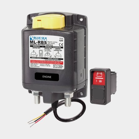 Blue Sea Solenoid ML 12V RBS SPST With Manual Control 2 (incl 2145-Blue Sea Switch)