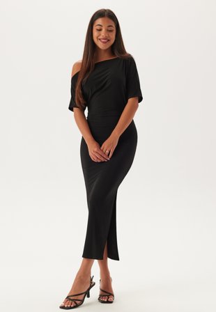 John Zack - Off Shoulder Midaxi Dress - Black - Kläder - - Bubbleroom