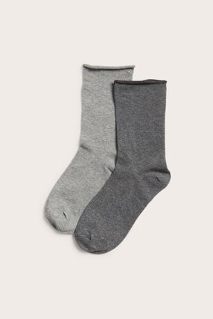Kappahl | Strumpor med rullad kant 2-pack | Mörkgrå