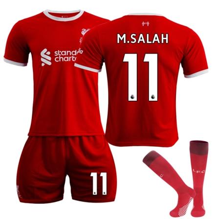 23-24 Liverpool Hjemme Børne Fodboldtrøje Nr. - 11 M.SALAH-WELLNGS 11 M.SALAH 12-13 years