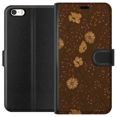 Kompatibelt Plånboksfodral till Apple Apple iPhone 5s Bruna blommor retro blommönster blommig design 70-tals vintagestil mönster bohemisk tapetinsp