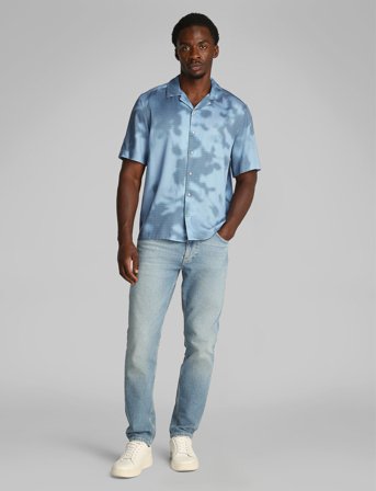 Calvin Klein Floral Aop S/S Lyocell Shirt - Blue - S