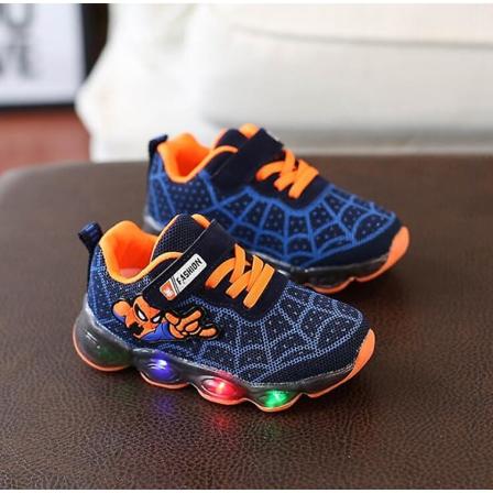Nya Spiderman Led Mesh Sneakers Flickor Pojkar Barn Luminous Glowing Sneakers Skor för Pojkar Flickor Lighted Led Baby Barn Skor Blue 25