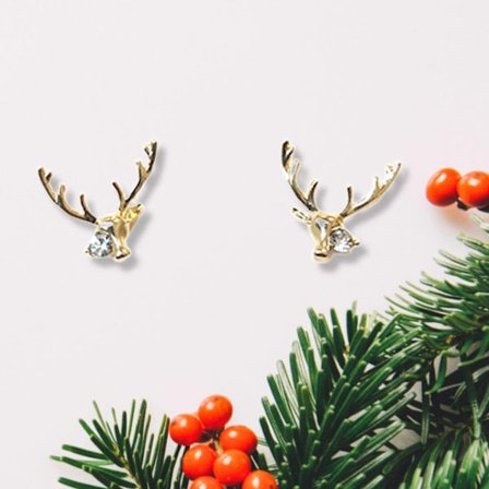 925 sølv øreringe med perle og rensdyrhorn rhinsten