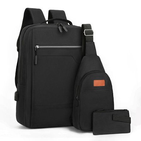 Reseväska för dator i tre delar, svart