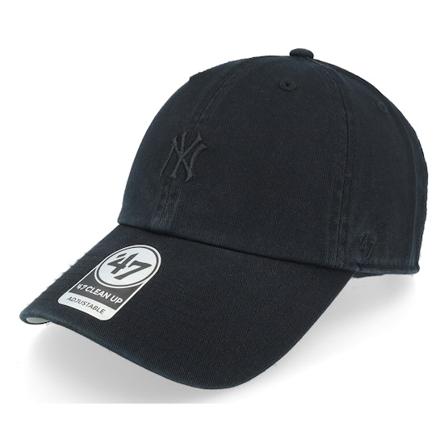 47 Brand - New York Yankees MLB Base Runner Clean Up Black Dad Cap Unconstructed Black Cap - MLB @ Hatstore