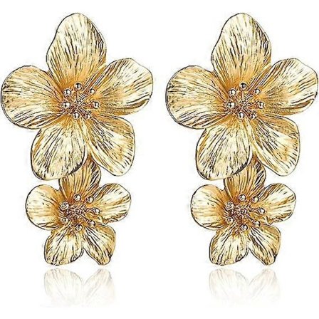 Guldøreringe med blomster, hængende guldøreringe til kvinder, romantiske boho blomsterøreringe til bryllupsfest smykker