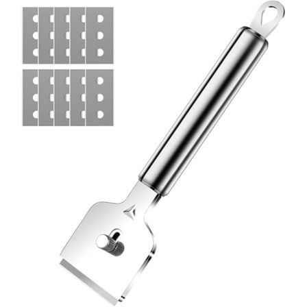 Skrape, profesjonell keramisk toppskrape med 10 metallerstatningsblader, induksjonstoppskrape, glasskrape, for rengjøring av hjemmekjøkken, ovn, 