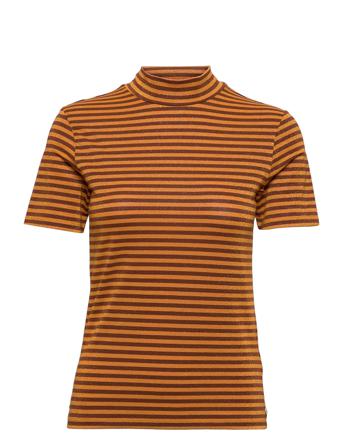 Lurex Striped Short-Sleeved T-Shirt T-shirt Top Orange Scotch & Soda