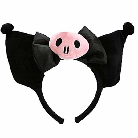 Kuromi hårnål ørehodebånd, plysj hodebånd anime cosplay hodeplagg tilbehør for jenter svart