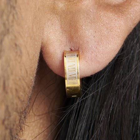 Sentio | Gold-Ton Römische Ziffern Hoop-Ohrring für Männer