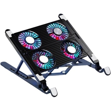 Laptop Kølestativ, Foldbart Stille Laptopstativ, Bærbart Støjsvagt Laptop Køleblæserstativ USB Opladningsporte Køleblæser til Tablets Laptops Fire 