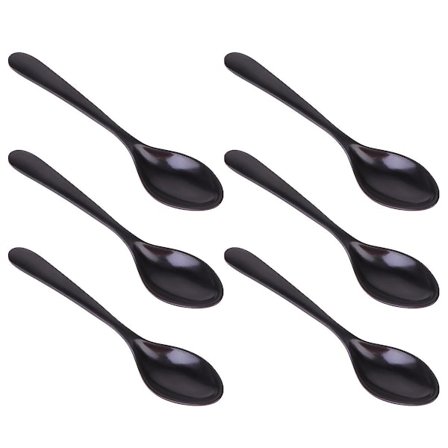 6 stk A5 melamin flatware svart imitert porselen suppeskje holdbar servise til hjemmet (7016)