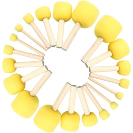 20 stykker pensler i runde skumsvampe med træhåndtag til børnekunst graffiti skabeloner