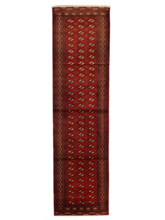 Handgeknoopt Perzisch Turkaman Vloerkleed 104X381 Donkerrood/Zwart