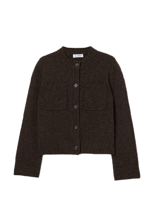 Wera Cardigan i ull CAMELIA Stickat Brun S