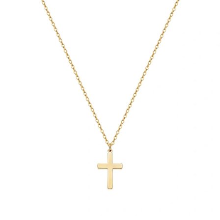 {xj}Guldhalsband med kors för kvinnor, 18K guldpläterat litet korshänge