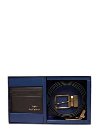 Polo Ralph Lauren Leather Belt & Card Case Gift Set - Brown - ONE SIZE
