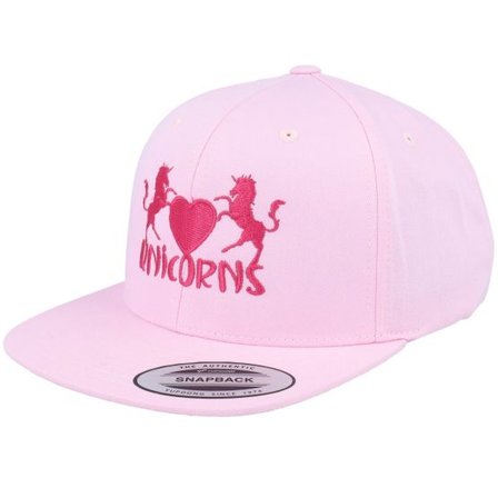 Unicorns - Rosa snapback Keps - Kids Unicorns Heart Pink Snapback @ Hatstore