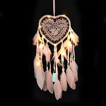 Pink Maiden Heart-Hangqiao Net Dream Catcher, Rattan, Hvid, Dia