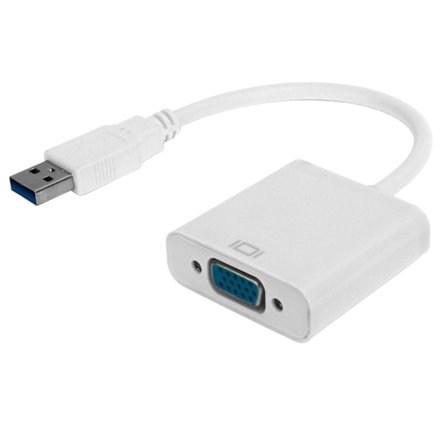USB3.0 til VGA Konverter 5Gbps HD 1080P Adapterkabel 15Pin Hunn Eksternt Skjermkort Hvit