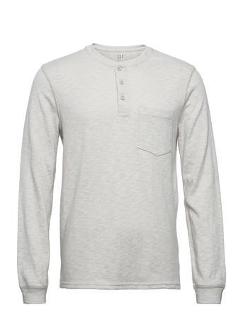 Marled Henley T-Shirt T-Langærmet Skjorte Grå GAP