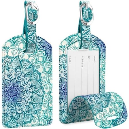 Sæt med 2 smaragdgrønne bagagemærker, kuffert-id-mærker, rejsetaske-mærke H