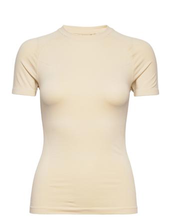 Oat White Soft Seamless Tee T-shirt Top Beige AIM'N