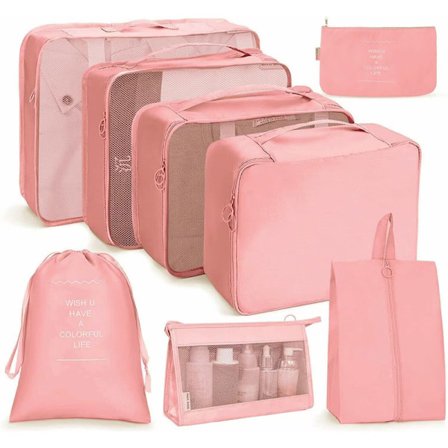 8-delt reiseoppbevaringssett, vanntett og lett